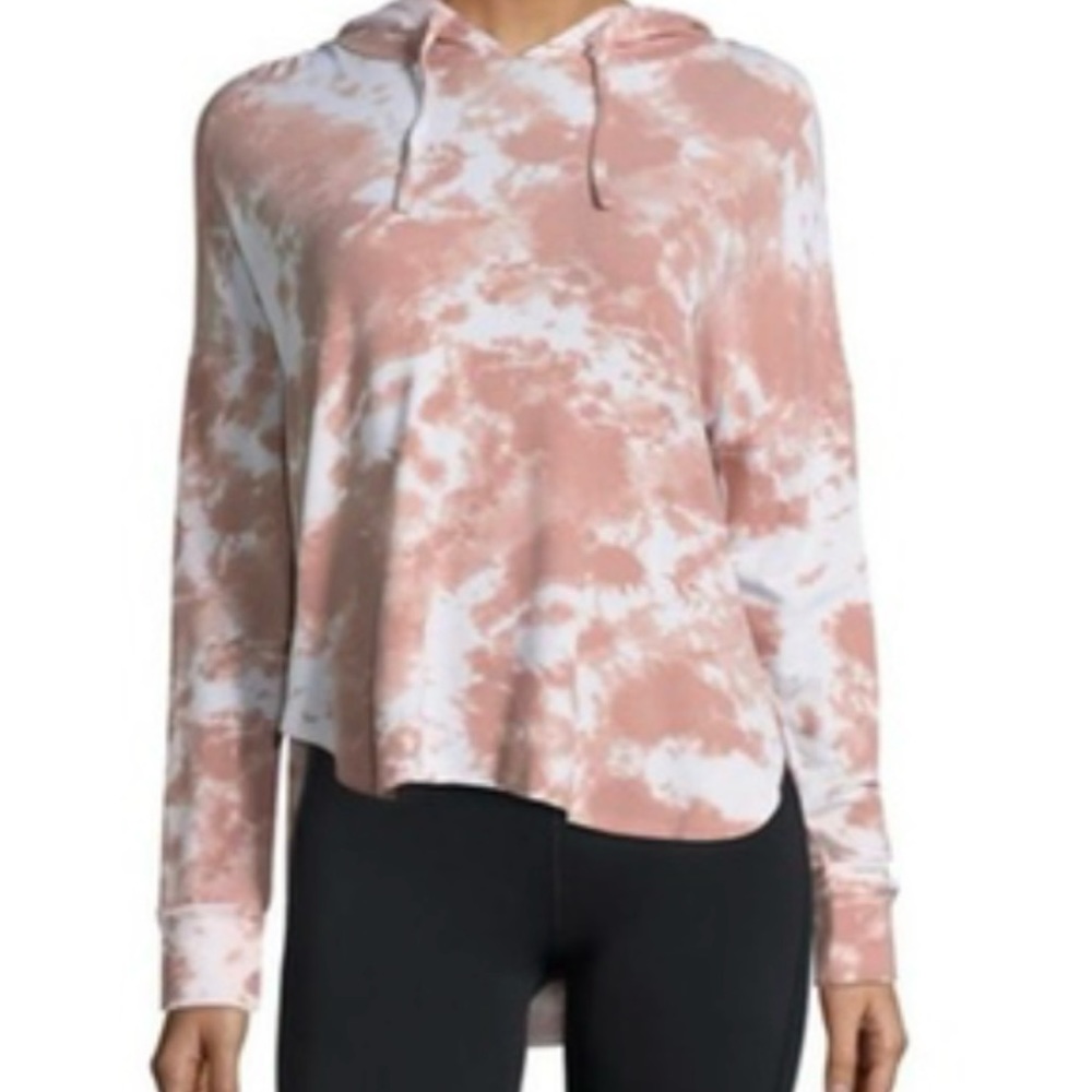 BETSEY JOHNSON Performance Tan White Tie Dye Hoodie sweatshirt very soft & cozy - Picture 2 of 6